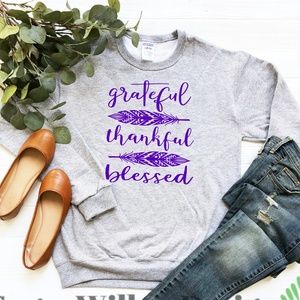 Grateful Thankful Blessed Feathers Sweatshirt